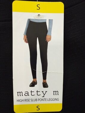 Matty M Black High-Rise Slub Ponte Leggings